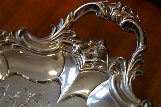 A Victorian silver two handled oval tea tray by Edward & John Barnard, 164 oz.